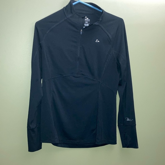 Paradox Black Quarter-Zip Long Sleeve Polo Top - Picture 1 of 6